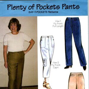Travel SAF-T-POCKETS PANTS Sewing Pattern Plenty of Pockets,  XSmall - 3XLarge